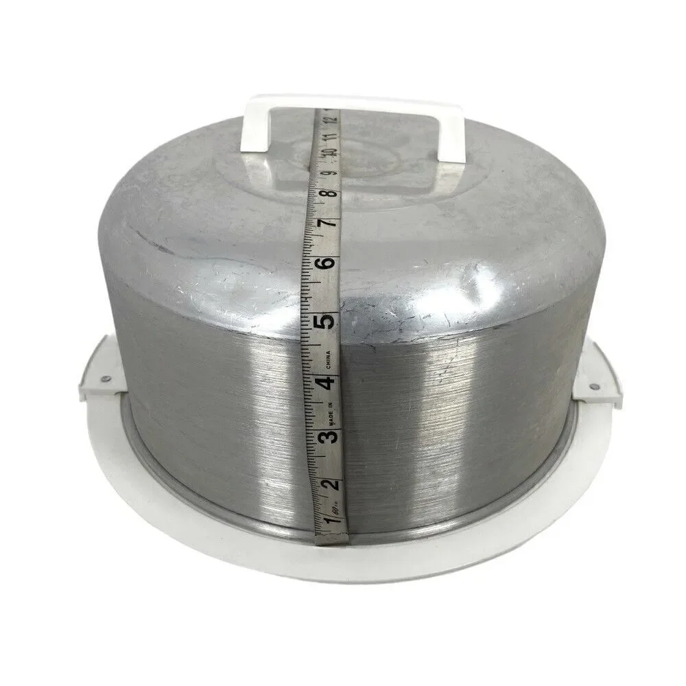 Vintage Retro 1950’s 1960’s Aluminum 10” Round Cake Pie Carrier Platter 4.5x10